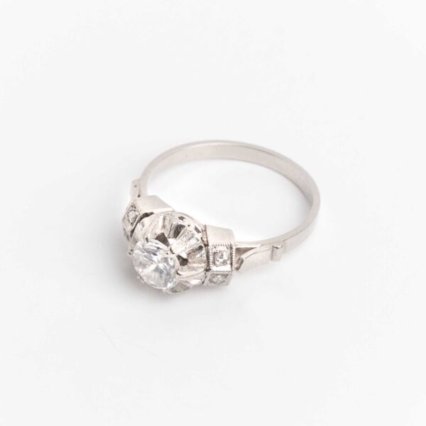 Anillo Solitario Compromiso Art Deco Platino 950 y Brillante - Image 2