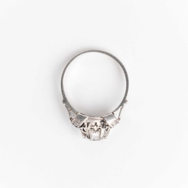 Anillo Solitario Compromiso Art Deco Platino 950 y Brillante - Image 3