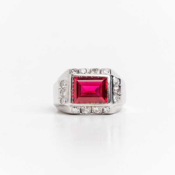 Anillo Unisex Platino 950 Rubíe Y Brillantes
