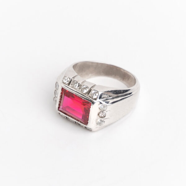 Anillo Unisex Platino 950 Rubíe Y Brillantes - Image 2