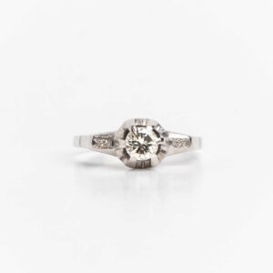 Anillo Compromiso Solitario Art Deco Platino 950 Y Brillante