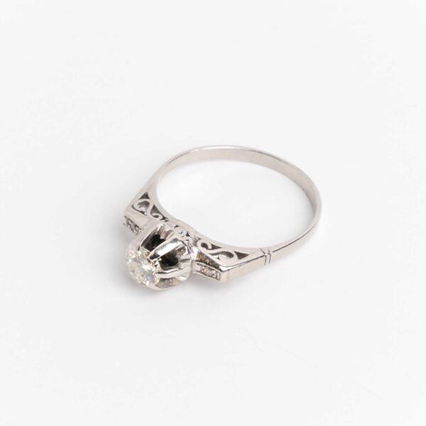 Anillo Compromiso Solitario Art Deco Platino 950 Y Brillante - Image 2