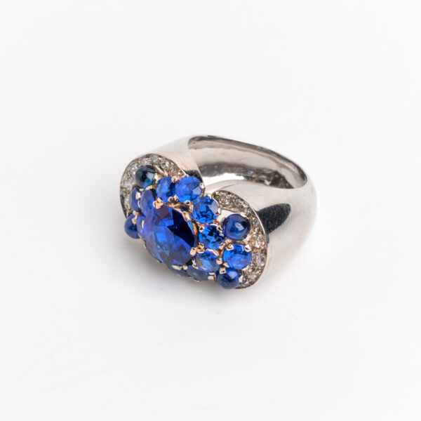 Anillo Platino 950 Zafiros Ceylany Brillantes - Image 2