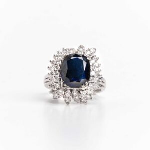 Anillo Oro 18 Kt Zafiro Y Brillantes