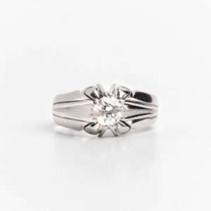 Anillo Solitario De Hombre Oro 18kt. Y Brillante