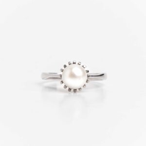 Anillo Oro 18 Kt Y Perla Natural De Cultivo
