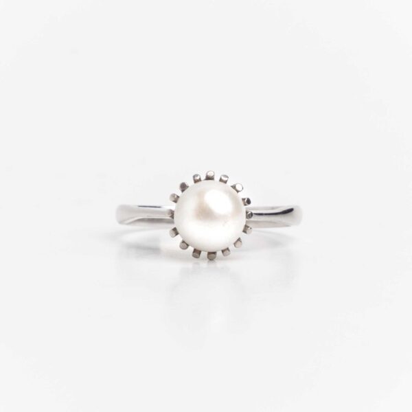 Anillo Oro 18 Kt Y Perla Natural De Cultivo