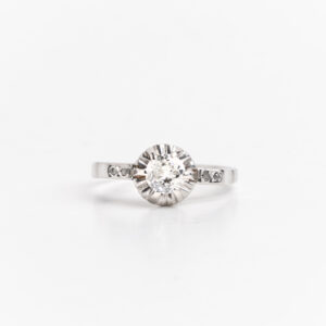 Anillo Solitario Compromiso Art Deco Platino 950 Y Brillante
