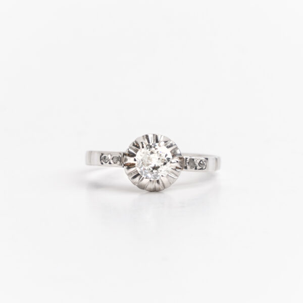 Anillo Solitario Compromiso Art Deco Platino 950 Y Brillante
