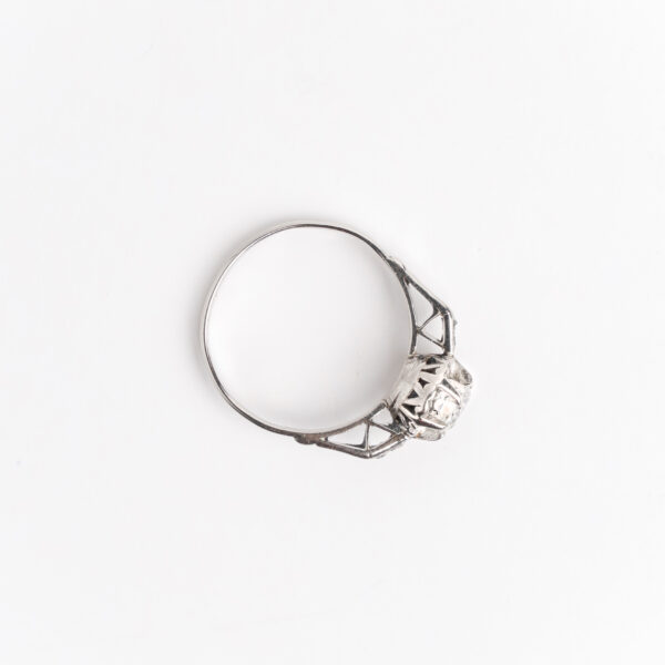 Anillo Solitario Compromiso Art Deco Platino 950 Y Brillante - Image 3