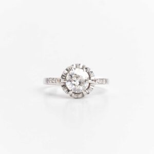 Anillo Solitario Compromiso Artdeco Platino Brillante