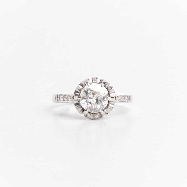 Anillo Solitario Compromiso Artdeco Platino Brillante