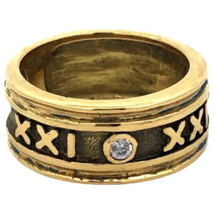 Anillo Moderno Siglo Xxi Oro 18 Kt Y Zafiros Blancos