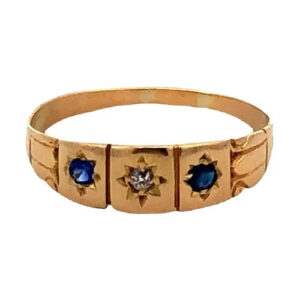 Anillo Oro 18 Kt - Zafiros Azules Y Diamante