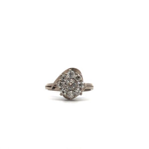 Anillo Roseta Platino 950 Y Brillantes Certificado