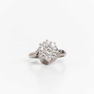 Anillo Roseta Platino 950 Y Brillantes Certificado
