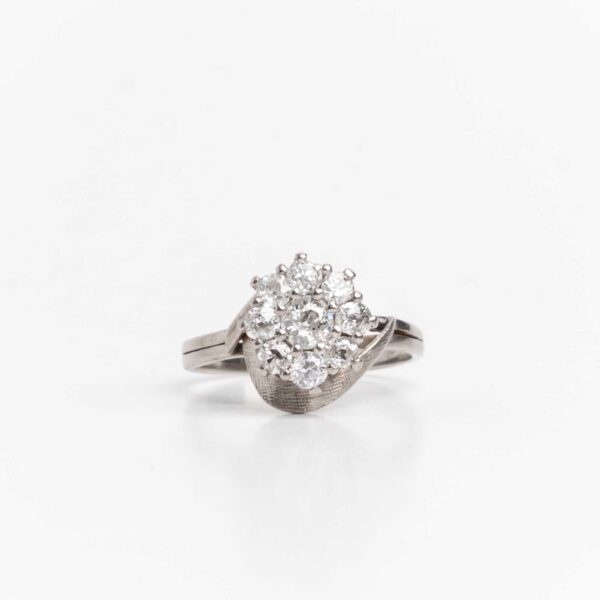 Anillo Roseta Platino 950 Y Brillantes Certificado