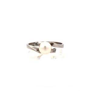 Anillo De Oro 18 Kt Perla Y Brillantes