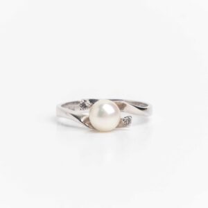 Anillo De Oro 18 Kt Perla Y Brillantes