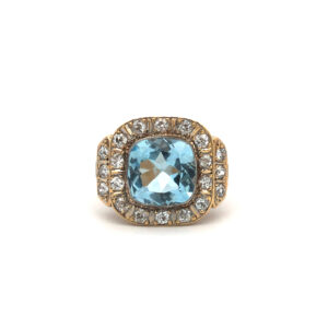 Anillo de Oro 18 Kt Topacio y Brillantes