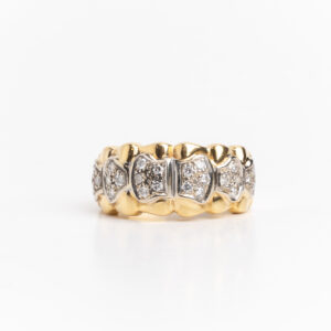 Anillo Moderno Oro 18 Kt Pavé De Brillantes