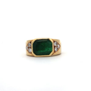 Anillo Oro 18 Kt Esmeralda Colombiana Brillantes