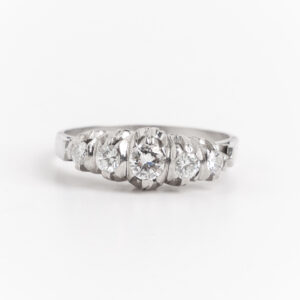 Anillo Cintillo En Platino 950 Y Brillantes