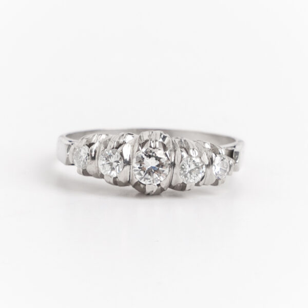 Anillo Cintillo En Platino 950 Y Brillantes