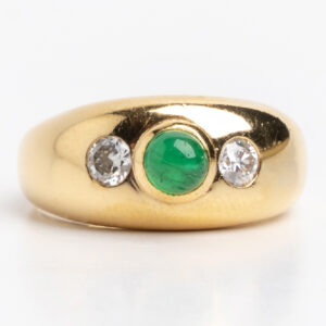 Anillo 8,3 grs oro 18 kt-esmeralda natural colombiana y brillantes