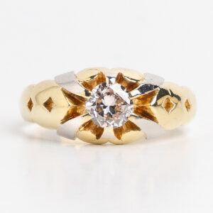 Anillo Solitario Hombre. Oro 18kt. Platino 950 Y Brillantes