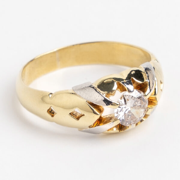 Anillo Solitario Hombre. Oro 18kt. Platino 950 Y Brillantes - Image 3