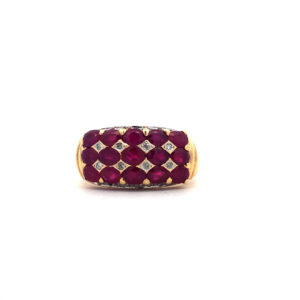 Anillo de Oro 18 Kt Rubíes y Brillantes