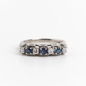 Anillo Sin Fin Art Deco Platino 950 Brillantes Zafiros