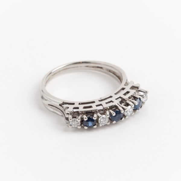 Anillo Sin Fin Art Deco Platino 950 Brillantes Zafiros - Image 3