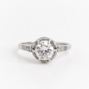 Anillo Solitario Compromiso Plat 950 Brillante 0.90ct Certif