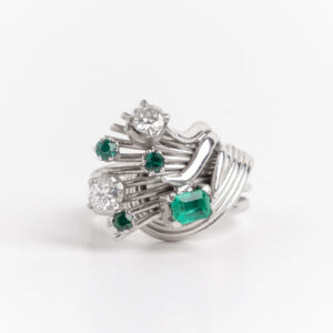 Anillo Platino 950 Esmeraldas Colombianas Brillantes