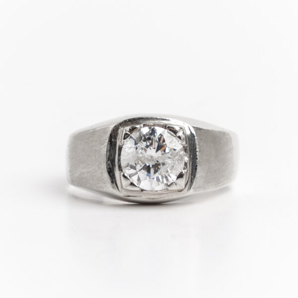 Anillo Solitario De Hombre Oro 18kt Y 1.5 Ct Brillante