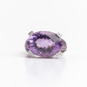 Anillo Oro 18 Kt Amatistas Brillantes