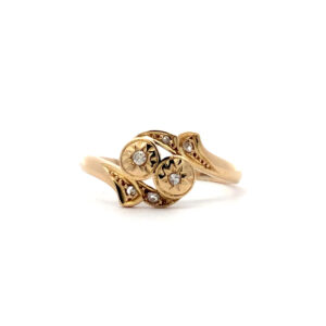 Antiguo Anillo Oro 18 Kt Y Brillantes