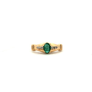 Anillo Oro 18 Kt Esmeralda Natural Y Brillantes