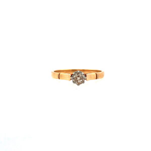 Antiguo Anillo Solitario Oro 18 Kt Y Brillante