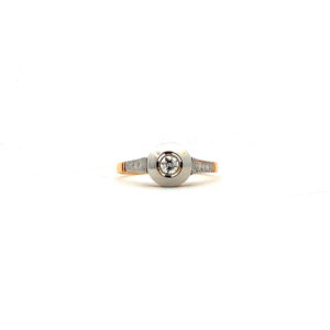 Anillo Art Deco Solitario Oro 18 Kt Brillante Alvear