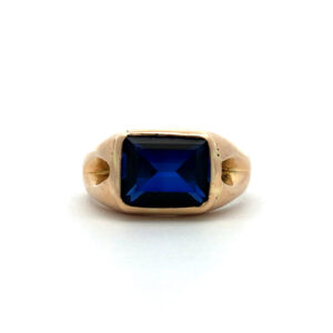 Anillo Unisex Oro 18 Kt Y Zafiro