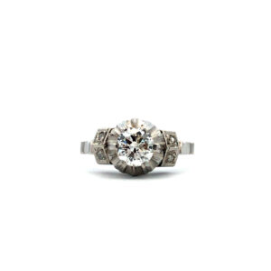 Anillo Solitario Compromiso Art Deco Platino 950 y Brillante