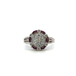 Anillo Art Deco Oro 18 Kt Rubies Brillantes