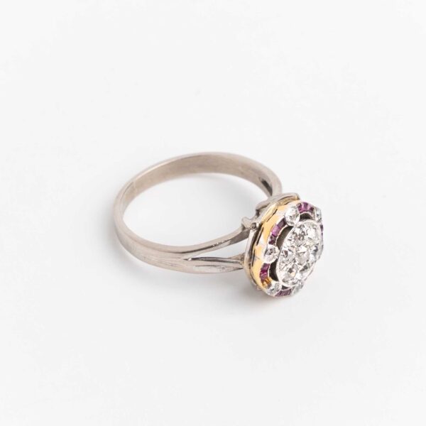 Anillo Art Deco Oro 18 Kt Rubies Brillantes - Image 3