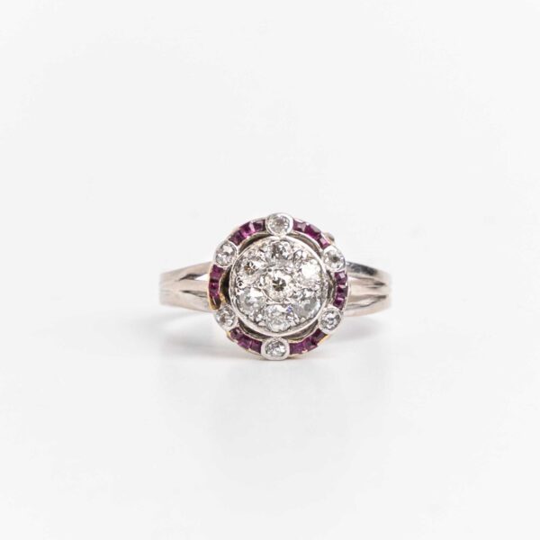Anillo Art Deco Oro 18 Kt Rubies Brillantes - Image 2