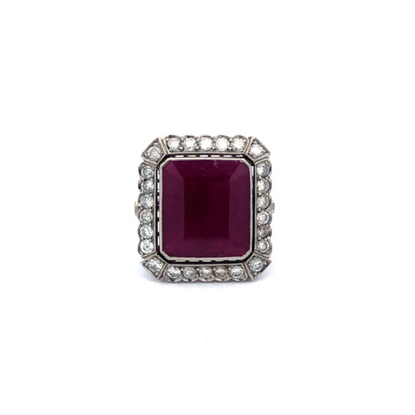 Anillo Unisex Platino 950 Rubí Y Brillantes Alvear
