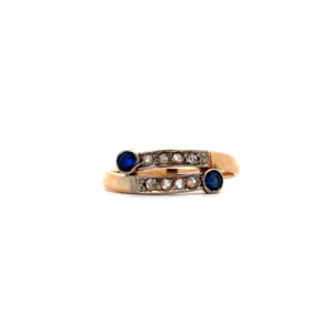 Anillo Oro 18 Kt - Zafiros Azules Y Diamantes