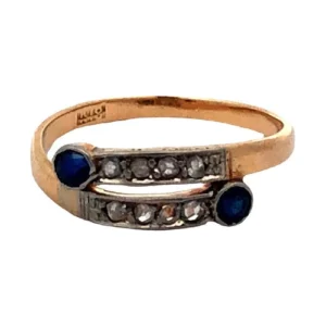 Anillo Oro 18 Kt - Zafiros Azules Y Diamantes